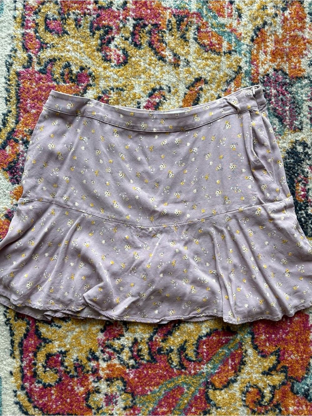 Hollister Lavender Mini Skirt with Yellow Daisy Print